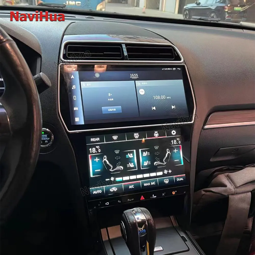 NaviHua Nouveau Design 10 ''AC Panel + 12.3'' Android Auto Multimédia Radio Voiture Lecteur DVD GPS Navigation pour Ford Explorer 2011-2019