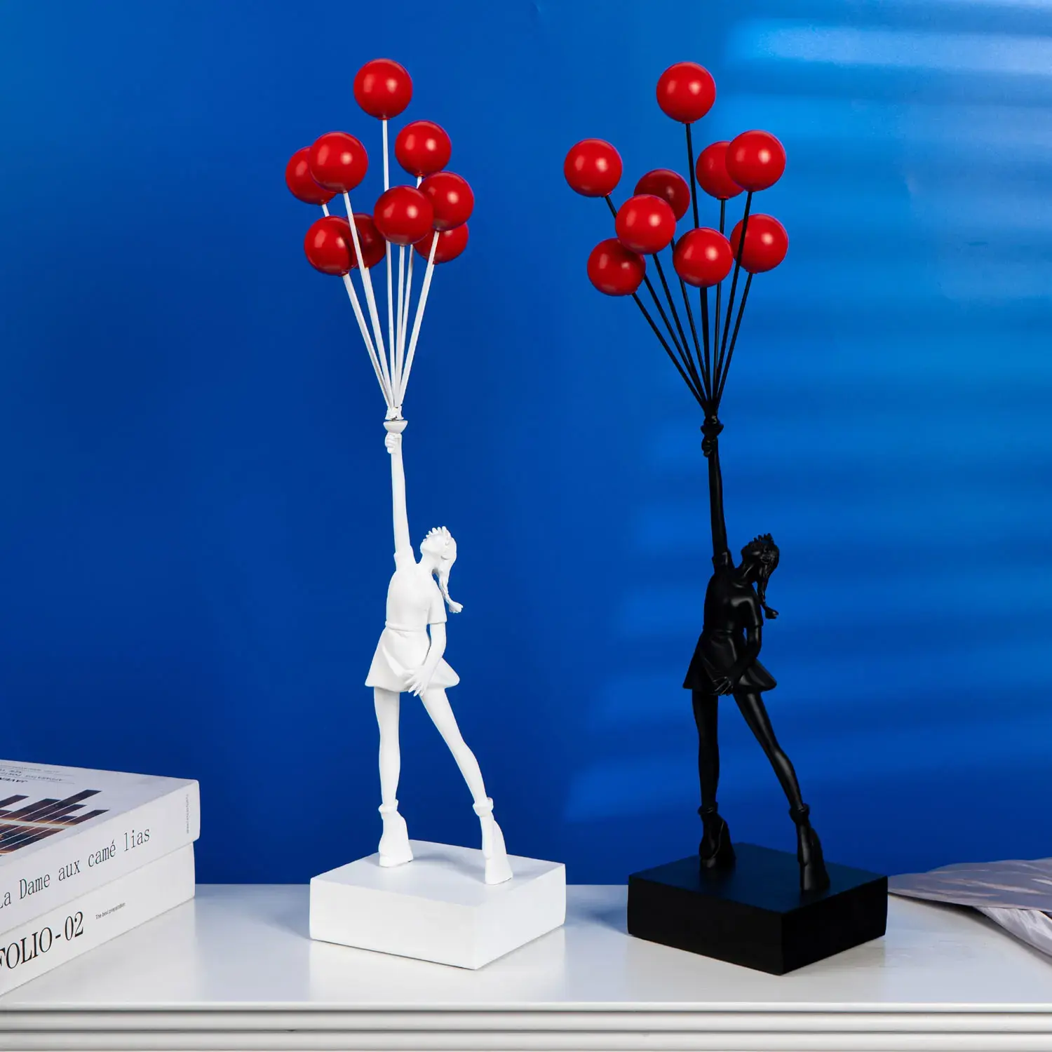 Nghệ thuật bóng cô gái tượng banksy bay bóng cô gái điêu khắc nhựa thủ công trang trí nhà món quà giáng sinh trang trí phòng khách