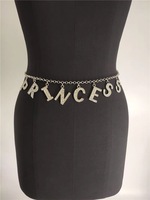 Chaîne de taille Sexy en strass argenté pour femmes, nouveau Style, personnalisé, lettres, ventre,