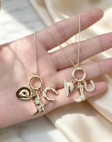 Perhiasan Zirkon Gaya Koboi Aksesoris Untuk Wanita Hadiah Pesta Kalung Liontin Rantai Tipis