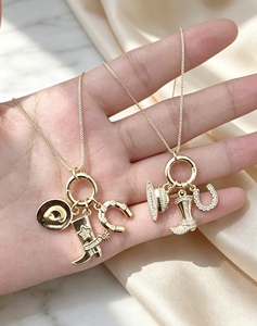 Zircon Jewelry Style Cow Boy Elements Accessories For Women Party Gift Thin <b>Chain</b> Jewelry Pendant Necklace - Product Image 5