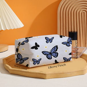 Bolsa <span class=keywords><strong>de</strong></span> Maquillaje Azul con Mariposas para Mujer, Bolsa <span class=keywords><strong>de</strong></span> Almacenamiento <span class=keywords><strong>de</strong></span> Pana, Bolsa Cosmética Octogonal con Cierre, Bolsa <span class=keywords><strong>de</strong></span> Almacenamiento <span class=keywords><strong>de</strong></span> Cosméticos Grande <span class=keywords><strong>de</strong></span> Poliéster - Product Image 2
