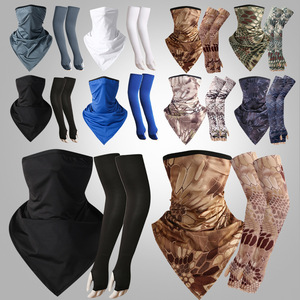 Écharpe triangulaire anti-UV d'été avec manches en soie glacée, imprimé camouflage numérique, masque facial de cyclisme unisexe pour sports de plein air - Product Image 1