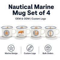 Taza de Café de Cerámica Personalizada con Diseño de Animales Marinos, con Borde Antiderrames y Libre de BPA, Recuerdo Turístico de Playa, Porcelana