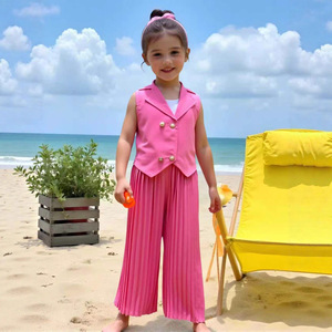 Completo Estivo 2025 per Bambine: Canotta Senza Maniche e Pantaloni con Volant, Set Due Pezzi Casual, Abbigliamento Boutique per Bambini - Product Image 2