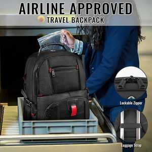 Sac à dos unisexe en jean grande taille pour ordinateur portable avec fermeture éclair, résistant à l'eau, approuvé par les compagnies aériennes, compatible avec les ordinateurs de 17 pouces, noir - Product Image 5