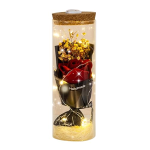 OEM Cubierta de Cristal para Flores, Ramo de Flores Preservadas Mini de Amapola y Girasol con Luz, Regalo para el Día de San Valentín - Product Image 1