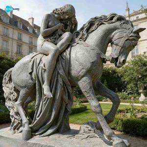 Patung Lady Godiva dari Marmer Putih Ukuran Asli, Gadis Seksi dengan Patung Kuda - Product Image 4