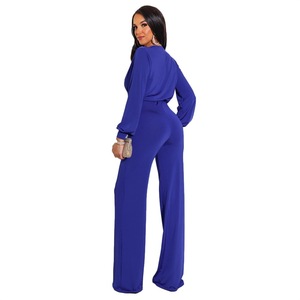 Combinaison décontractée à manches longues pour femmes, couleur unie, transfrontalière, en tricot - Product Image 3