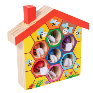 Gioco Educativo in Legno CE CPC per Bambini, Gioco delle Api con Clip, Riconoscimento dei Colori, Interazione Genitore-Figlio, Casa delle Api Creativa per Bambini - Product Image 1