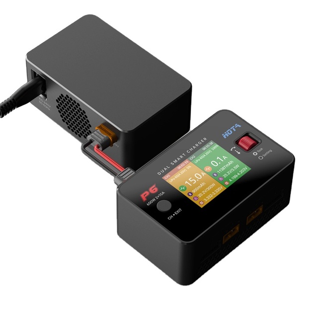 HOTA P6 DC 600W 15Ax2 Dual Channel Battery Balance Charger Smart Charger for Lipo 1-6S LiIon NiMH Battery With Type-C Output 45W