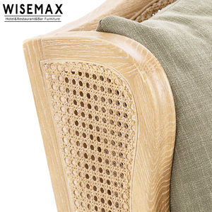 WISEMAX FURNITURE Canapé de salon de style provincial français, chaise en bois avec cadre en rotin, <span class=keywords><strong>fauteuil</strong></span> <span class=keywords><strong>club</strong></span> en cannage pour salon - Product Image 5
