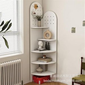 Armario esquinero de madera con tablero perforado, estantería de almacenamiento de 4 niveles para el hogar, estantería para libros, estantes de exhibición - Product Image 4
