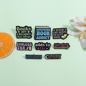 Les livres de citations de dessins animés sont moins chers que la psychothérapie. Badges en métal personnalisés avec texte inspirant en anglais, broche badge - Product Image 3