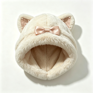 Gorro de invierno para mujer, estilo coqueta, con orejas de gato de piel sintética, lazo de satén, decoración de perlas, cálido y afelpado, para clima frío, ACE - Product Image 5