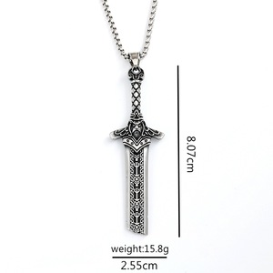 Collier pendentif épée en acier inoxydable Yunnique, design lame brisée 3D, unisexe, cadeau tendance pour assortir aux vêtements - Product Image 5