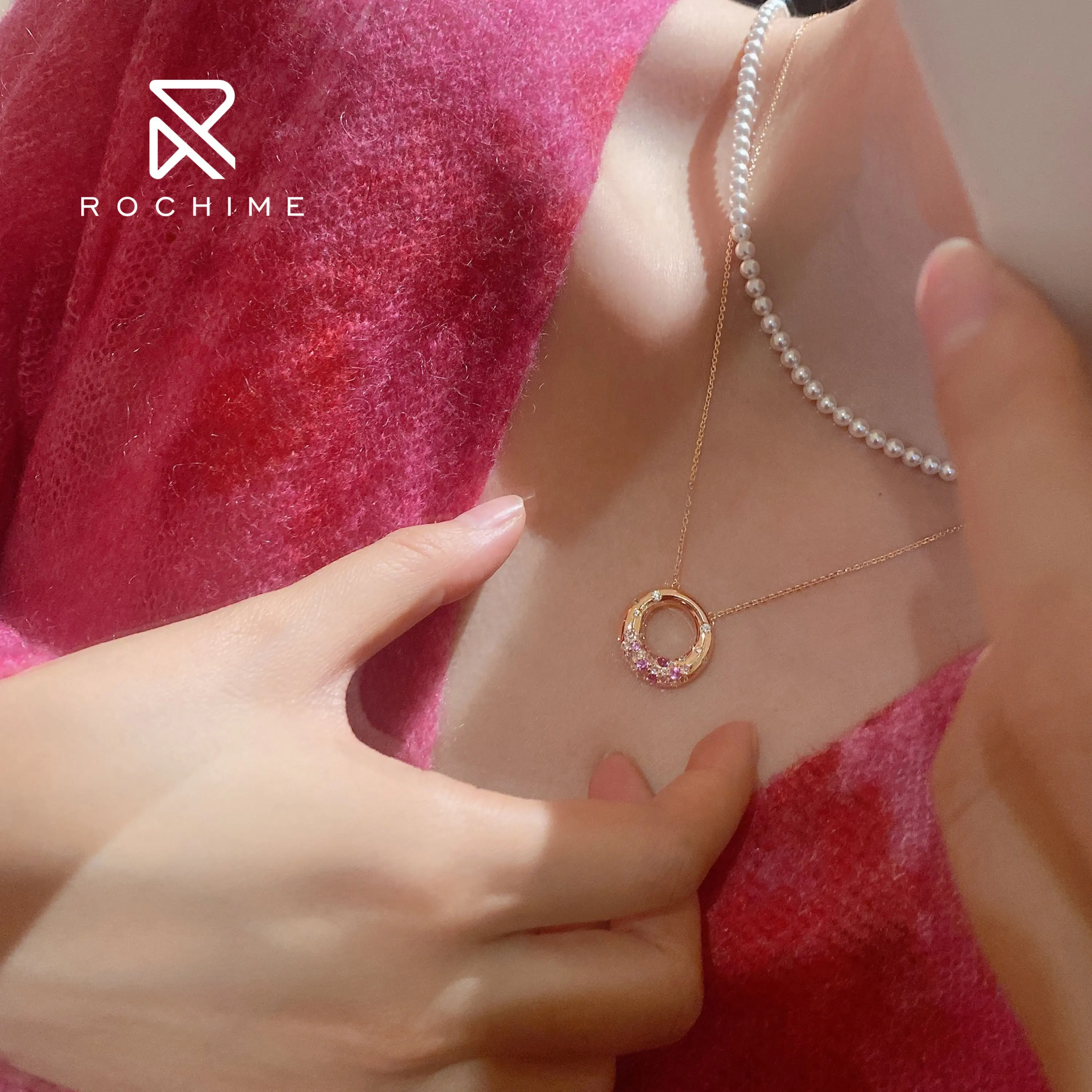 Rochime ngọt Donut Vòng cổ bạc 925 Zircon thời trang đồ trang sức chuỗi vòng cổ