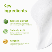 Vente en gros de Centella Asiatica Mousse nettoyante Traitement de l'acné Formule hydratante Nettoyant pour le visage pH équilibré pour la peau
