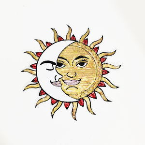 Высококачественный небольшой дизайн MOQ солнце и луна патч с блестками, вышивка, цветочные патчи для одежды - Product Image 4