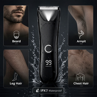 Tondeuse corporelle homme pour poils du pubis, utilisation humide et sèche, avec écran LED, étanche IPX7