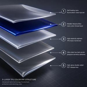 Película Protectora de Pintura (PPF) TPU Metálica Azul <span class=keywords><strong>Navarra</strong></span> 7.5mil de Alto Brillo, Autoregenerable, Antiarañazos, 1.52x15m, Venta al por Mayor - Product Image 4