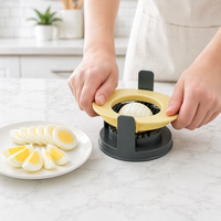 Set Pemotong Telur Multifungsi 4 in 1 yang Dapat Ditumpuk, Kawat Baja Anti Karat 304, Alas PP, Pemotong Telur Rebus untuk Hiasan Salad