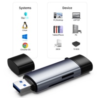 Lector de tarjetas USB C & a 3,0 con ranuras duales SD/TF de 5Gbps, lectura simultánea, adaptador de tarjeta de memoria de alta velocidad para ordenador portátil MacBook