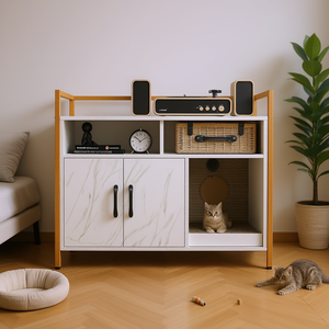 Baño para Gatos Oculto de Doble Puerta, 65L, de Cartón, Accesorio de Higiene Felina, Rectangular, Operación Manual - Product Image 2
