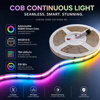 Bande LED COB adressable RGBW 24V WS2814 IC 784 LED/m, conception COB haute densité, rouleau de 5m, indice de protection IP20 / Contrôle Wi-Fi