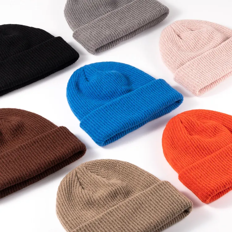 Berretto lavorato a maglia senza gemelli, cappelli Beanie personalizzati Unisex, berretto per bambini in maglia tinta unita all'ingrosso