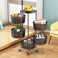 Panier de rangement à plusieurs niveaux, étagère rotative à 360 degrés pour stockage des fruits et légumes à chariot roulant, organisateur