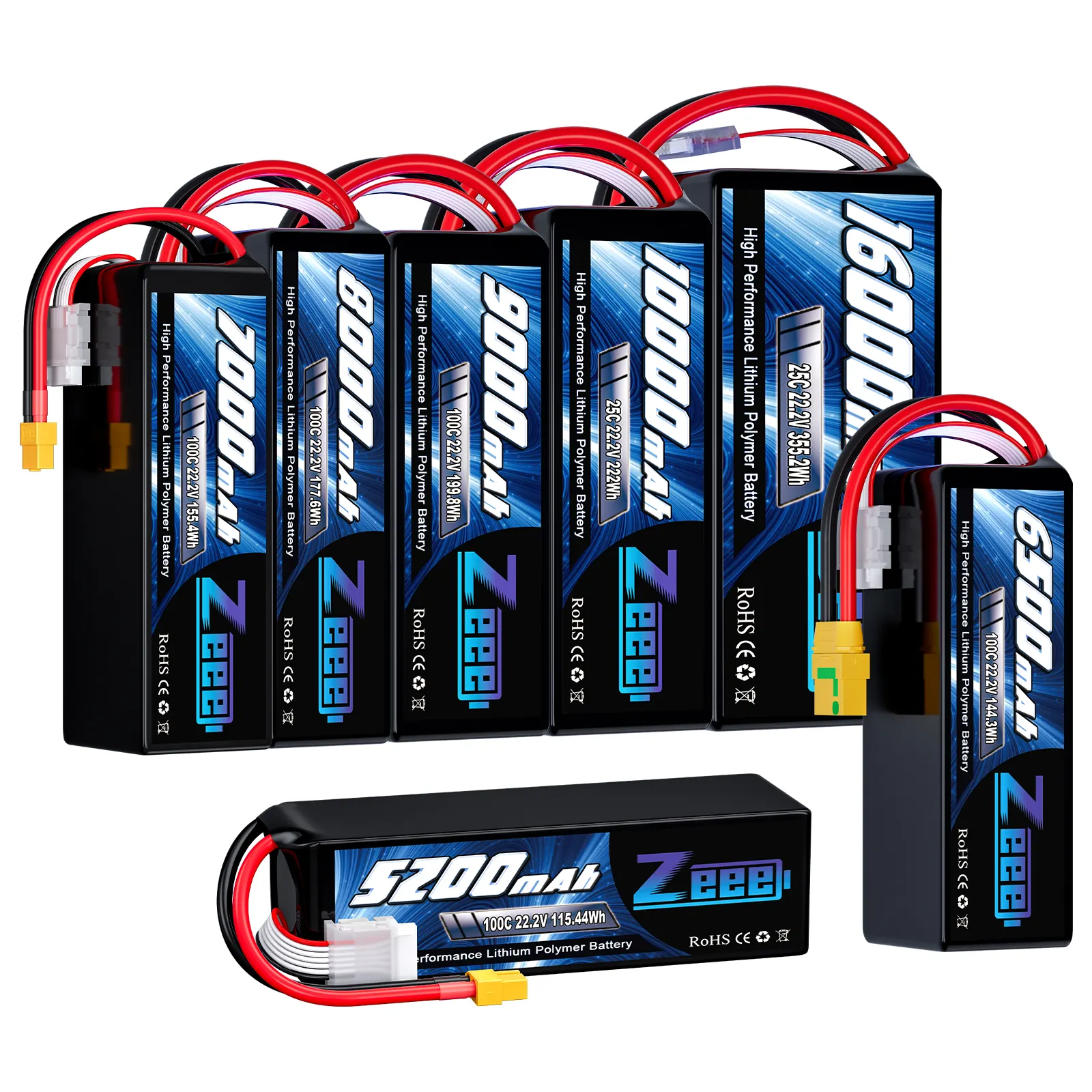 Zeee FPV Drone Batería 6S 22,2 V 5200/6500/7000/8000/9000/10000/16000mAh Estuche blando con enchufe XT60 Paquete de batería Lipo para FPV
