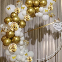 30 ballons blancs et dorés de 10/12 pouces, ballons blancs nacrés, ballons à confettis dorés pour anniversaires, mariages, fêtes