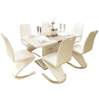 Meubles de salon table en verre moderne ensemble de table à manger blanc mesa comedor ensembles de table à manger