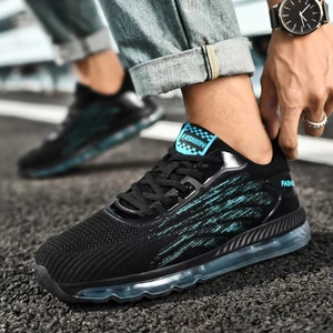 Scarpe da ginnastica alte da uomo comode in mesh, sportive casual nere, taglie grandi, ammortizzate, stringate, traspiranti, per primavera e inverno - Product Image 2