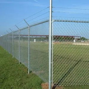 Residential Security Hot dipped Galvanized Chain Link Fence And Gate Single Arm With Barbed Wire
