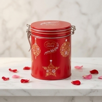 Boîte cylindrique en fer blanc rouge de luxe personnalisée avec couvercle et impression offset pour l'emballage du thé, du café et du chocolat
