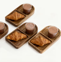 Plateau de service en bois avec poignées en métal plaqué or, compatible lave-vaisselle, pour contact alimentaire, décoration intérieure, mariage