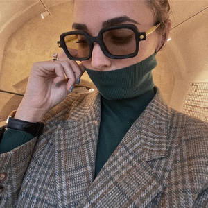 Mode carré lunettes de soleil femmes 2024 marque gris rose nuances lunettes plaine lunettes 90s Vintage Rectangle hommes lunettes de soleil UV400 - Product Image 4