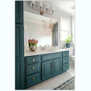 Modern Contemporary PVC <b>Bathroom</b> <b>Cabinets</b> with <b>LED</b> Vanity Mirror Wash Basin High Quality Storage Solution New Popular Style - Product Image 4