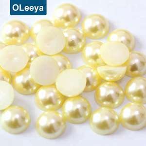 Hạt ngọc trai nhựa ABS nửa tròn, mặt phẳng, màu sắc đa dạng, kích thước từ 2mm-14mm, màu trắng, dùng làm đồ thủ công tự làm, xuất xứ từ nhà máy Oleeya. - Product Image 3