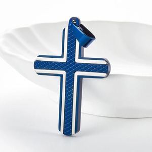 Colgantes <span class=keywords><strong>de</strong></span> collar con patrones <span class=keywords><strong>de</strong></span> rombos <span class=keywords><strong>de</strong></span> acero inoxidable para hombres y mujeres, color negro y azul, elegantes regalos <span class=keywords><strong>de</strong></span> joyería <span class=keywords><strong>de</strong></span> fe <span class=keywords><strong>de</strong></span> <span class=keywords><strong>Jesucristo</strong></span> - Product Image 1