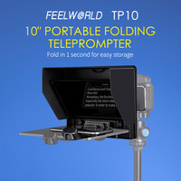 Téléprompteur pliable portable FEELWORLD de 10 pouces, compatible avec les smartphones et tablettes, pour la prise de vue avec smartphone et appareil photo reflex numérique, avec télécommande