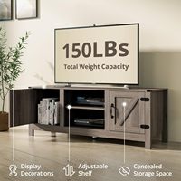 Support de télévision moderne de ferme pour centre de divertissement TV de 55/60 pouces avec étagère réglable Double portes de grange Salon Chambre à coucher