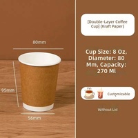 Gobelet en papier double paroi épaissi de haute qualité, diamètre 90 mm, écologique, jetable, pour café, thé, boissons, magasins et cafés