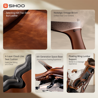 Chaise de bureau exécutive moderne certifiée BIFMA SIHOO S300L, dossier haut, luxe, accoudoirs bioniques 6D, hauteur réglable, pivotante