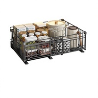 Organisateur d'épices sous l'évier de cuisine, tiroir extensible, étagères coulissantes silencieuses, sans perçage, organisateur de placard coulissant, étagère de rangement