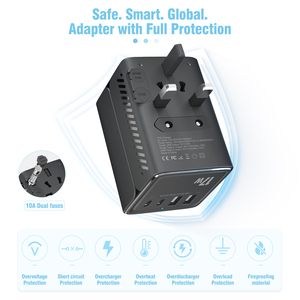 Mới nhất 2025 thế giới quốc tế du lịch cắm <span class=keywords><strong>Adapter</strong></span> mạnh mẽ 10A tường sạc tất cả-trong-một phổ Travel <span class=keywords><strong>Adapter</strong></span> - Product Image 4