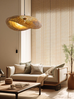 Tendance Hôtel Restaurant Osier Suspension Lumières Rotin Art Lustre Led Bambou Lampes Suspendues