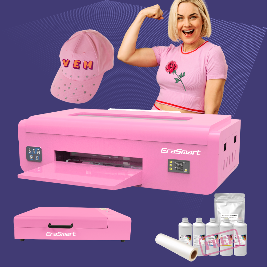 Розовый цифровой принтер A3 DTF Erasmart печатная машина 1390 XP600 13 дюймов Impresora Dtf принтер с розовой духовкой для любого текстиля